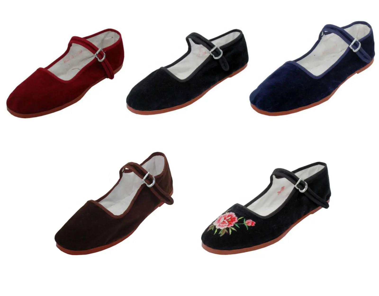Womens Velvet Mary Jane Shoes Flat Slip On Ballet