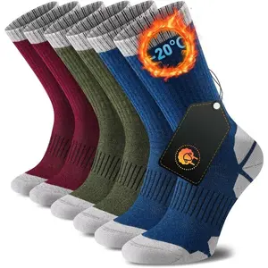 3 Pairs of Winter Super Warm Hiking Socks with Cushioned Arch and Toe, Anti Slip and Moisture Wicking, Suitable for All Season Outdoor Activities, Essential for Hiking, Solid Color Design, Comfortable Fit