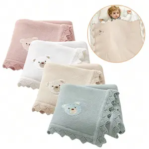Baby Blanket Set, Soft Knitted Baby Wrap & Cover, Ideal Gift for Boys Girls, Suitable for Nursery Crib Stroller, Multiple Colors Available, Multipurpose Comfy Bedding