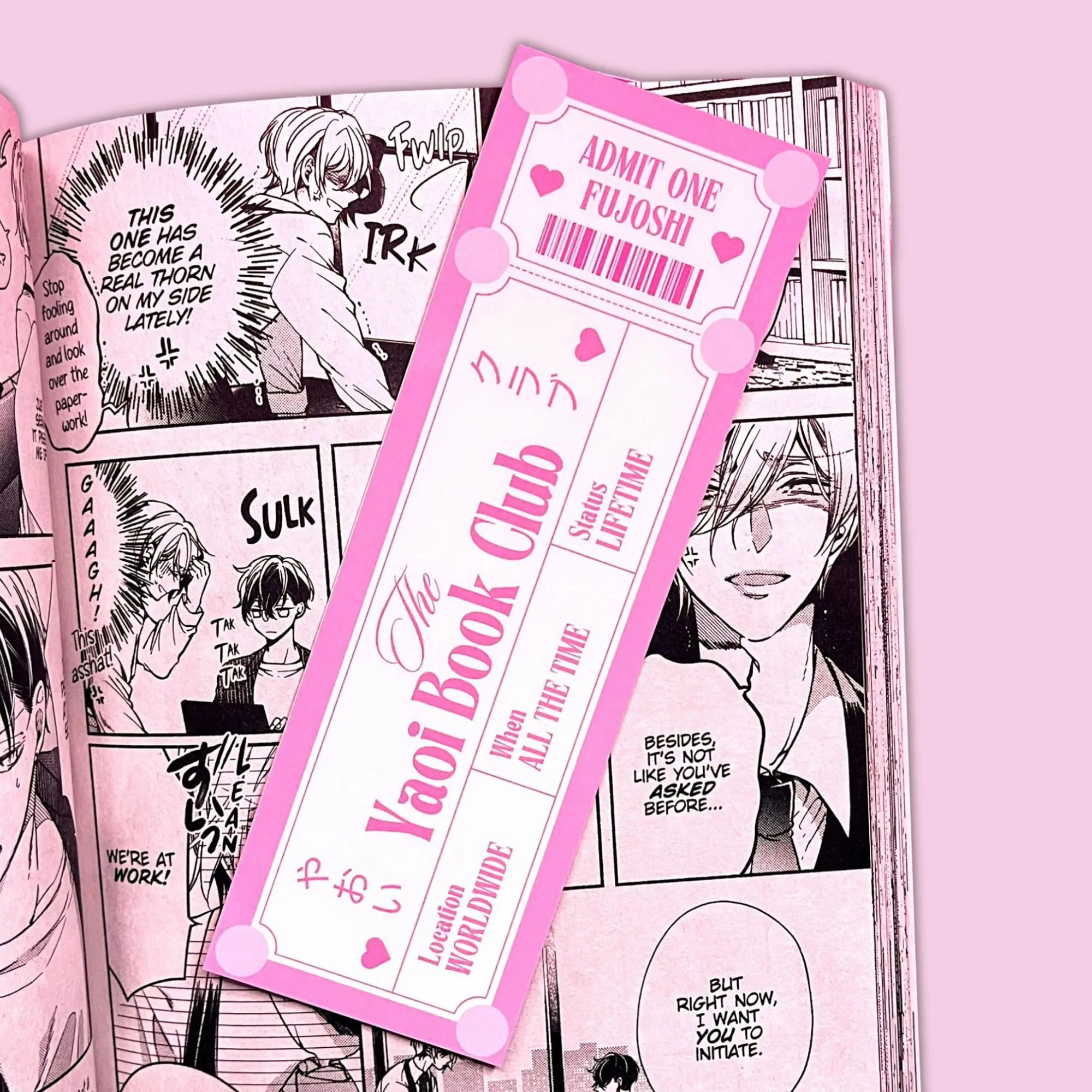 Yaoi Book Club Bookmark | Glossy Laminated Double-Sided | BL Manga Gift | Fujoshi Stationery