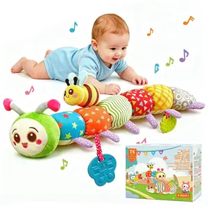 Baby Sensory Toy, Montessori Caterpillar Animal Stuffed Toy with Teethers for Infant 0-6 12 Months, Tummy Time Sensory Toy Newborn Boys Girls Shower Birthday Gifts