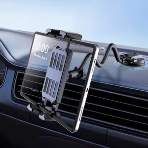 Car Tablet Phone Holder, Universal Car Mount, Long Arm Extension Strong Suction Cup Stand for 4.7-14 Inch Tablets & Phones, Truck Mount Accessory