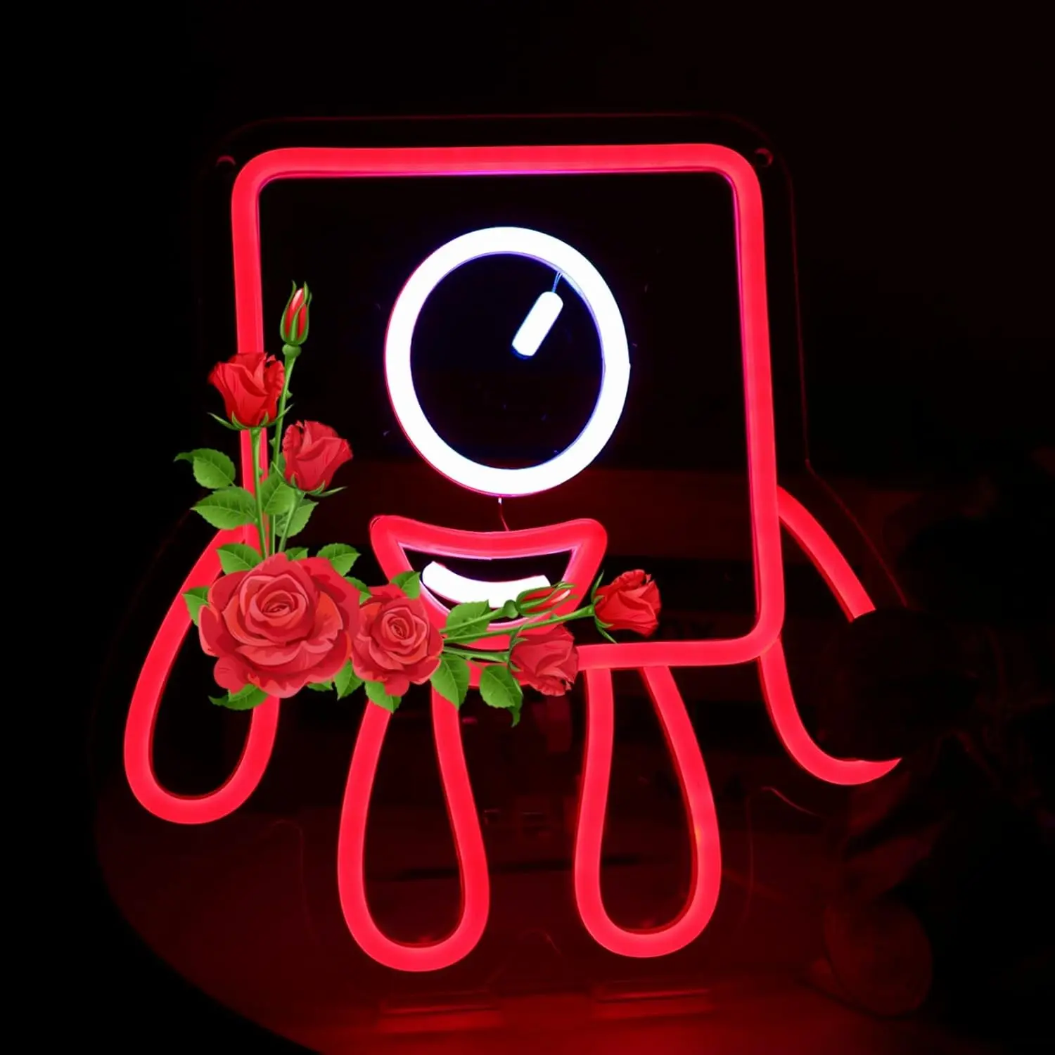 Space Game Themed Neon Sign Red Crewmate Neon Light, Cute Red Crewmate Wall Sign,USB Powered with Dimming，Wall Decor Sign for Gamer Bedroom Man Cave Space Crewmate LED Wall Light for Teens Among Fans