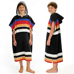 SUN CUBE Kids Towel Changing Swim Robe Surf Poncho, Quick Dry Microfiber Hooded Wearable Blanket for Boys Girls 8-12 Years