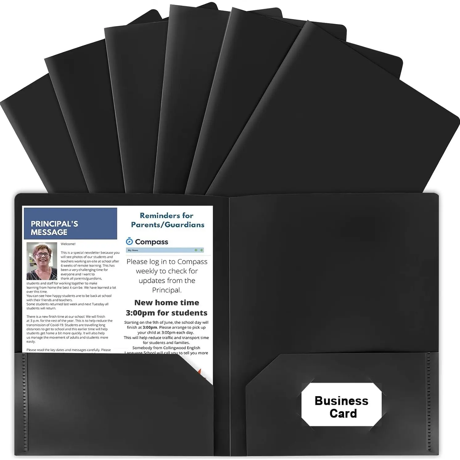 6-Pack File Organizer Folders with Pockets and Card Slots, Letter Size Plastic Dual Pocket Folders, File Storage Folder, Ideal for Students and Office Use