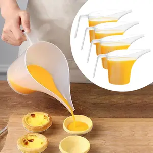 4PCS 32ounces/1000ml Funnel Pitcher Large Capacity Plastic Measuring Cup with Long Spout, Large Capacity Easy Pour Cup Ideal for Bakeware Mold, Oils, Water, Baking Tools, Kitchen Essentials