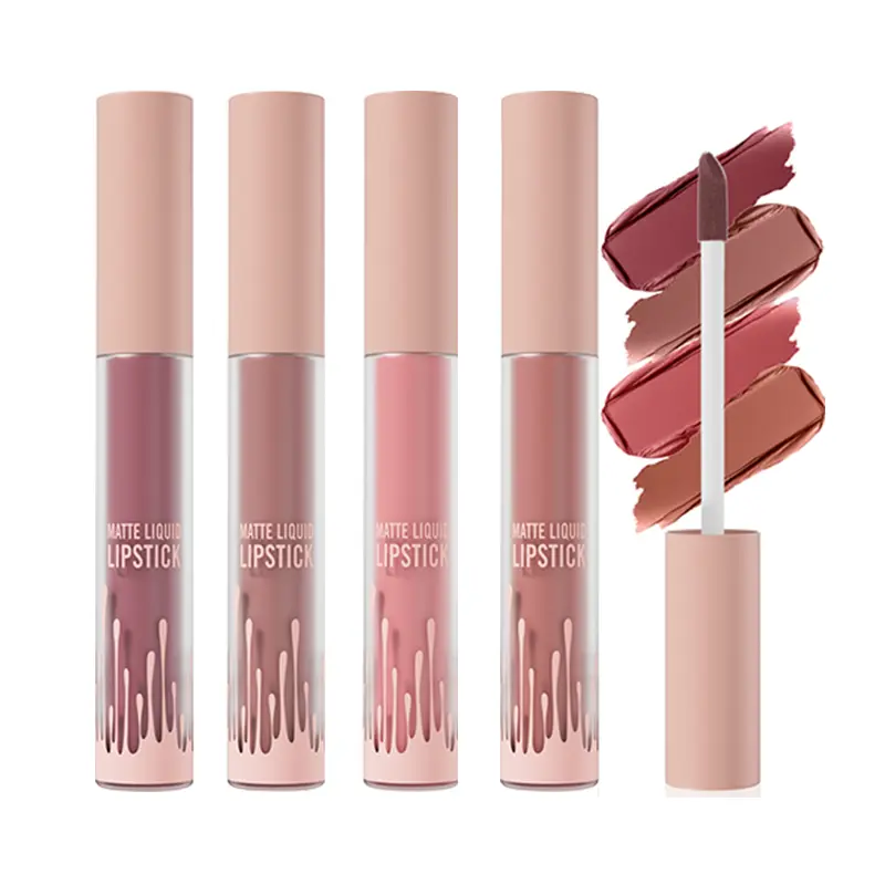 Women's 4-Color Assorted Liquid Lipstick Gift Set - Matte & Pearlescent Finishes, Non-Fading, Long-Lasting, Hydrating, Full Color, Lightweight, Daily Makeup, Lip Care Beauty Cosmetic Gift