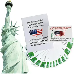 U.S Citizenship Flash Cards 2025 -English/Spanish,Naturalization Study Guide with 100 US Civics Questions & Answers, US Civics Test Flash Cards Combo Set, Set with Bilingual Booklet Flashcards college school supplies