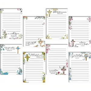 8 Pack Christian Notepads, Inspirational Memo Pads with Floral Design, Adhesive Sticky Note Pads, Religious Bible Verse Quotes, Writing Notes, Sticky Note Set, Devotional Notebook, Stationery