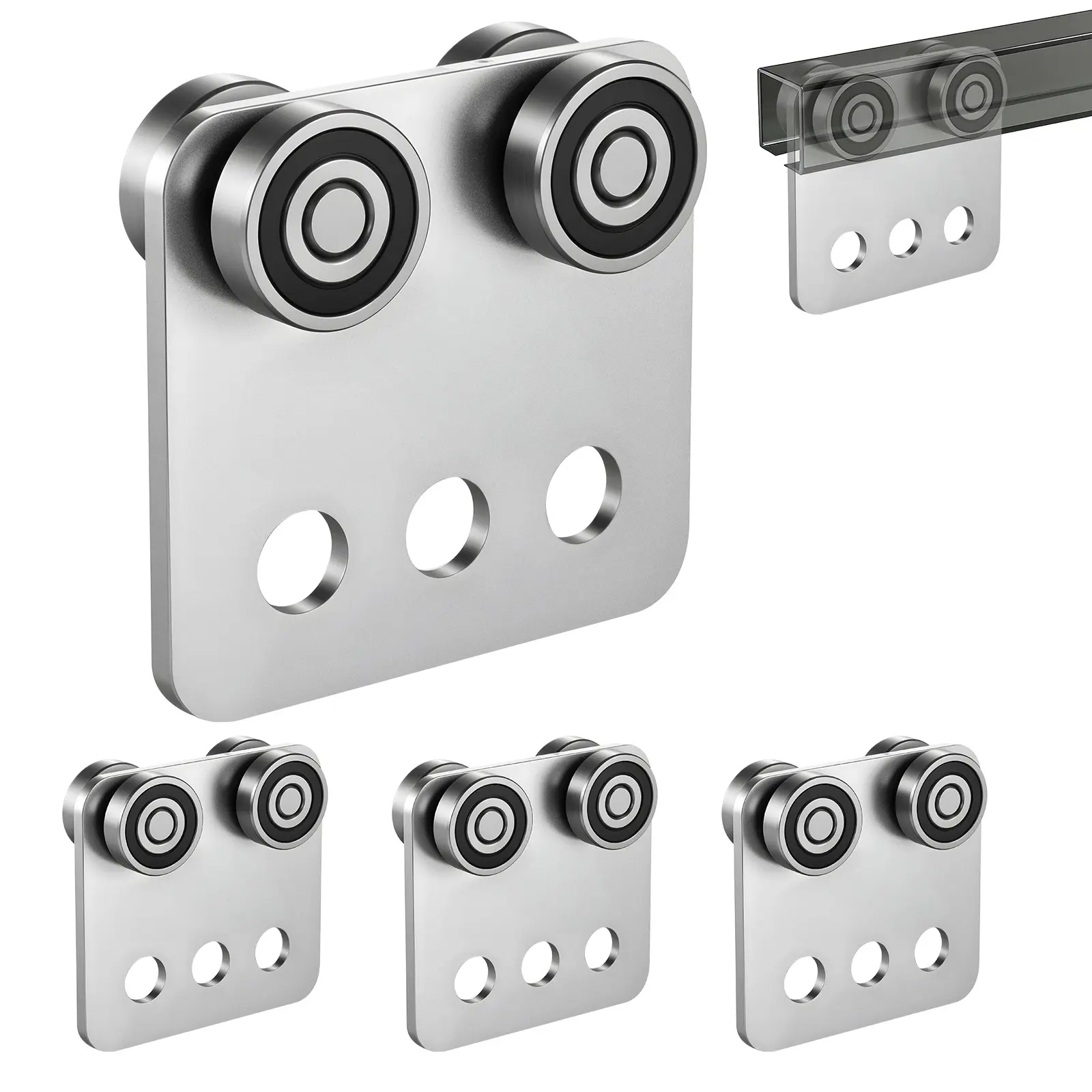 【SummerFinds】VEVOR 4-Wheel Trolley Assembly Rollers with Rubber Ring, 4 Pcs 1100 lbs Load Dual Bearing, Fits 1-5/8" Wide & Taller Strut Channel, Easy Installation for Workshop Assembly Line Warehouse Garage Heavy Duty Sliding Track System, Assembly Li