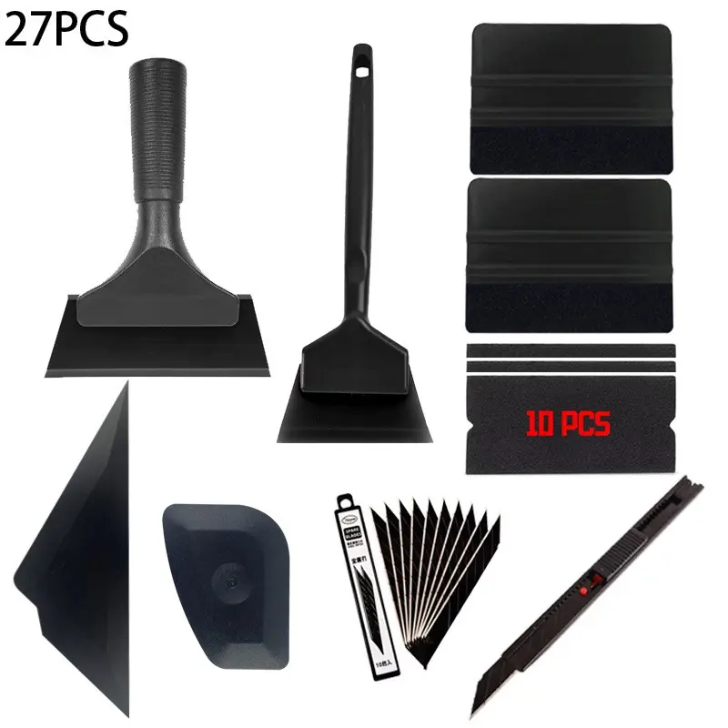 KUNAISI 27PCS Window Tint Tool Kit Complete Vinyl Wrap & PPF Installation Set with Squeegee & Cutter
