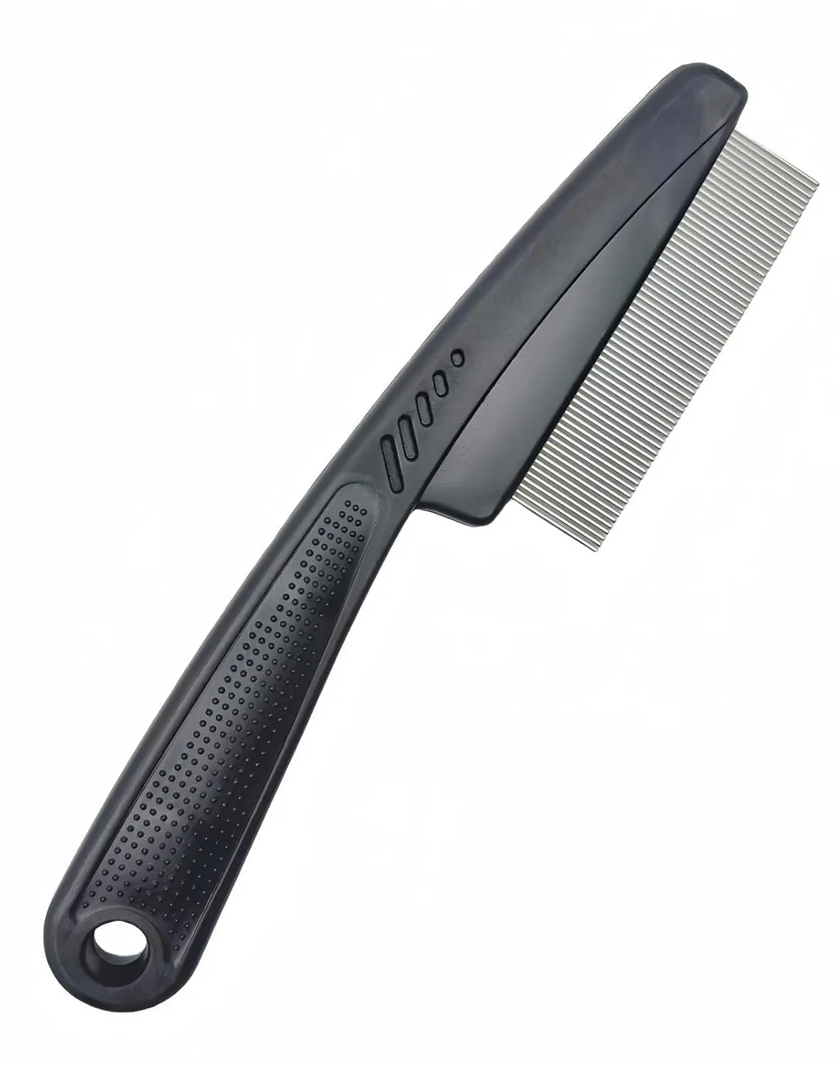 Men's Stainless Steel Dandruff Removal Comb - Professional Fine-Tooth Metal Teeth Tool, Anti-Slip Handle, Strong Grip for Adult Home Grooming (Black)