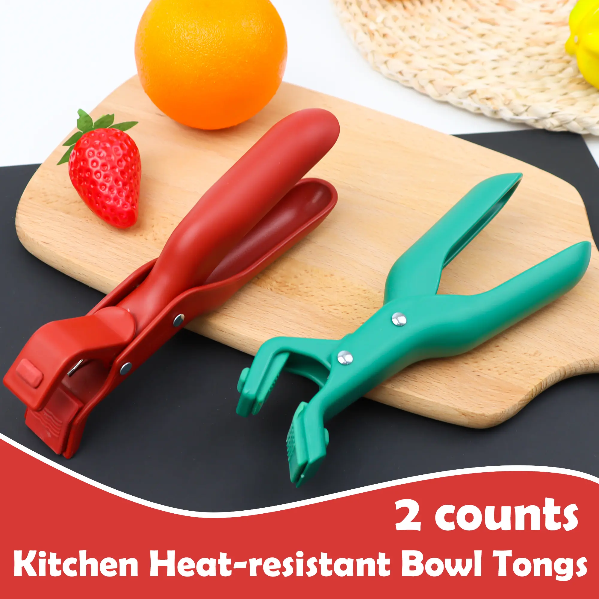 2 Counts Hot Plate Gripper, red and green two-color set meets diverse kitchen needs with practical and stylish design