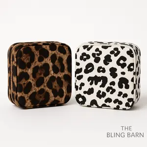 Luxury Leopard Print Velvet Jewelry Box, Home Organiser with Decorative Cover for Jewelry Storage