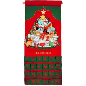 White Christmas Tree Advent Calendar WITH "FAMILY NAME"