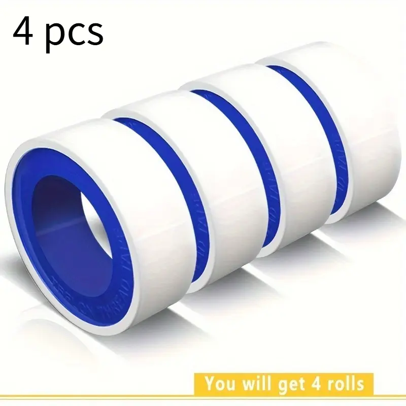 4 Rolls 1/2 Inch (W) X 33 FT Teflon Tape, for Plumbers Tape, PTFE Tape, Sealing Tape, Plumbing Tape, Sealant Tape, Thread Seal Tape, Plumber Tape For Shower Head, Water Pipe Sealing Tape, White for retailers&for workshops&stores, Adhesive Waterproof Tape