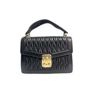 Pre-owned miu miu Matelassé lambskin leather Shoulder Bags miumiu Miu Confidential Black Very Good S014260516043
