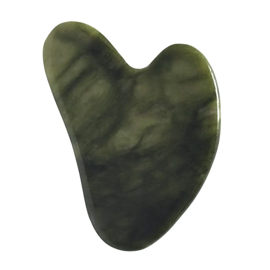 Apintop Natural Jade Stone Gua Sha - Heart-Shaped Facial Massage Tool for Lymphatic Drainage and Puffiness Relief, Calming Valentine Gift Comfort Serum