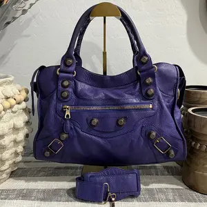 Pre-owned Balenciaga Leather Crossbody Bags PRELOVED Giant 21 Purple Crossbody with detachable strap Gun Metal Hardware