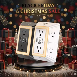 [Bundle Savings] POWRUI Quick Change Plug Surge Protector w/ Night Light 3 USB & 6 AC Outlets, ETL Safety Electrical for iPhone Samsung PS5 Cameras