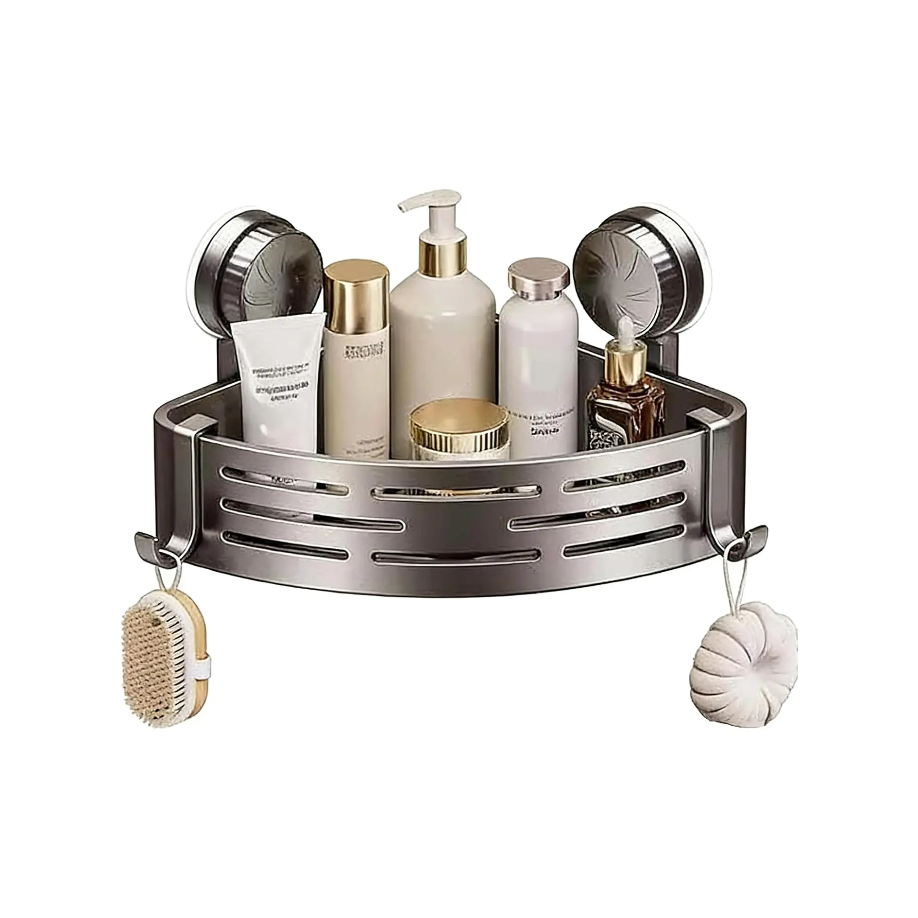 Corner Shower Caddy Bathroom Organizer,with 2 Hooks: Adhesive Shower Rack Bathtub Shelves -  No Drilling Shower Shelf - Stainless Steel Rustproof Bath Tub Organizer