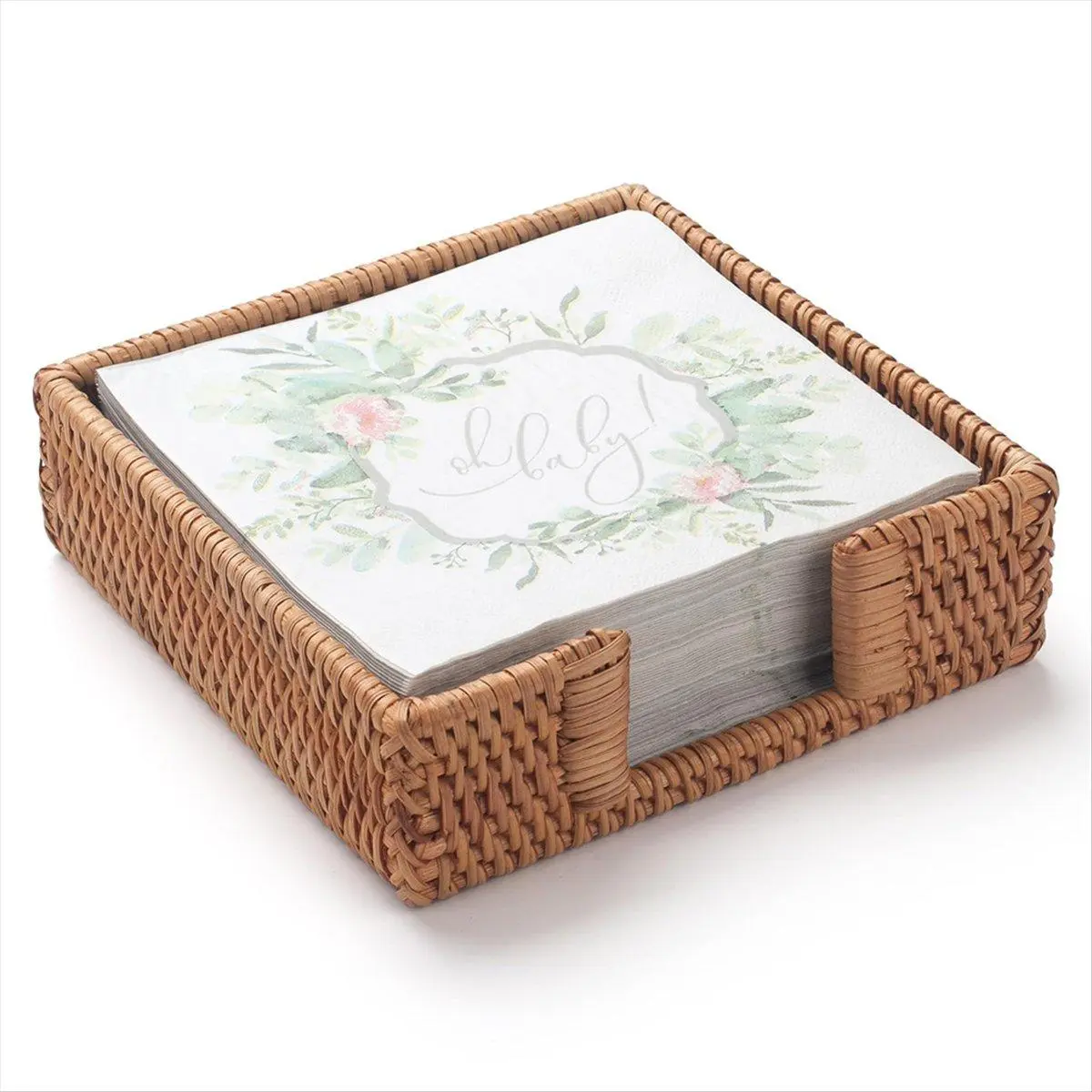 Rattan Napkin Holder Square,Wicker Napkin Basket for Kitchen,Flat Napkin Holders for Paper Napkins,Woven Napkin Holders