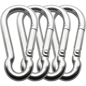 3.15 Inch 4 Pack Spring Snap Hook Carabiner Cable Machine Accessories for Home Gym Pulldown Attachment Exercise Machine Heavy Duty Steel Clip for Outdoor Fitness