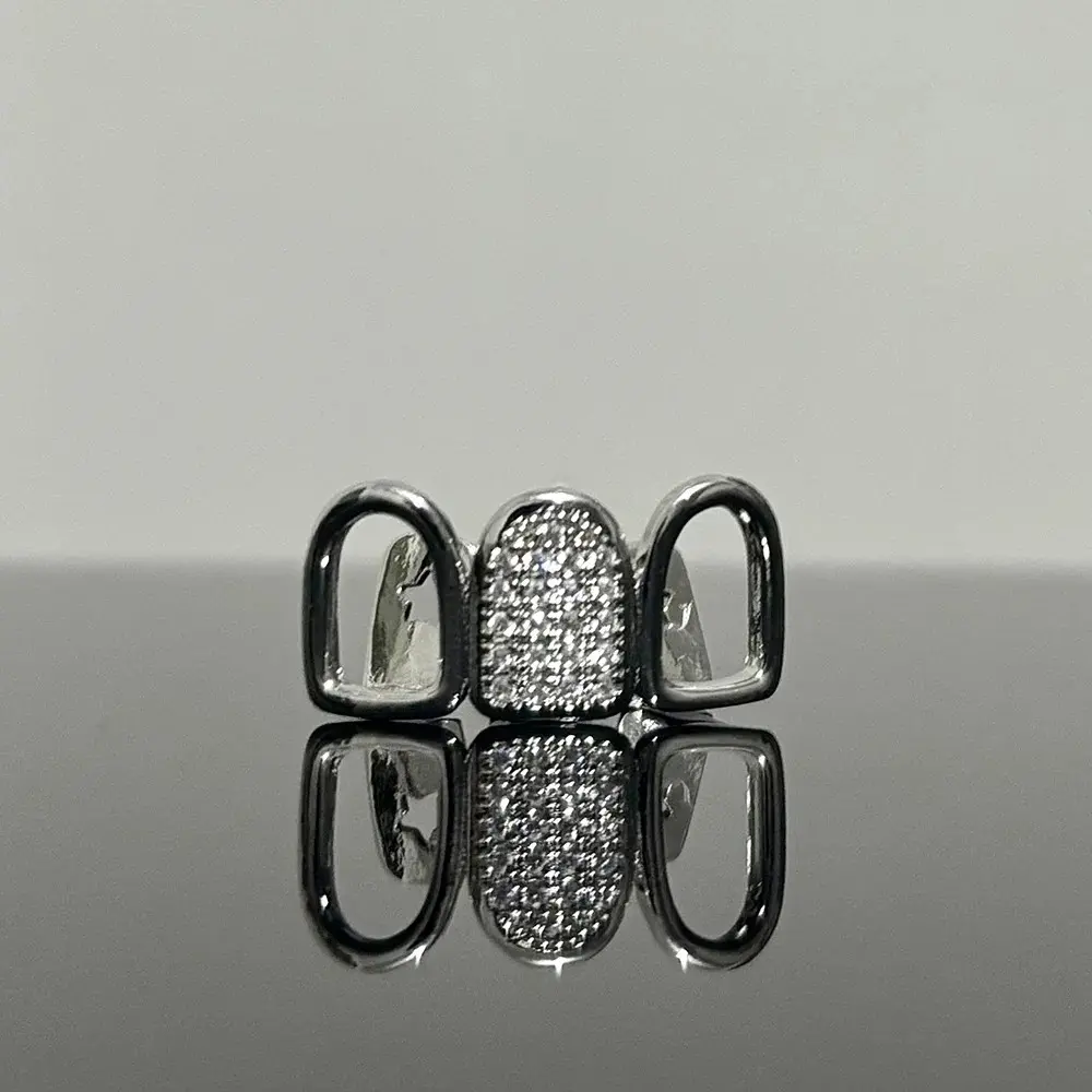 Hip Hop Mixed Three Hollow Zircon Tooth Caps For Women Men CZ Stone Teeth Grills Braces Body Jewelry Cosplay Gift