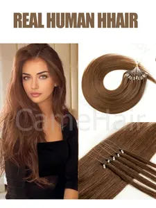 50Pcs 30G A Pack Micro Loop Human Hair Extensions for Women Microlink Hair Extensions real Human Hair Straight, Natural Looking Hair, Micro Links Hair Extensions brown natural balck jet balck and blonde for Halloween Christmas party
