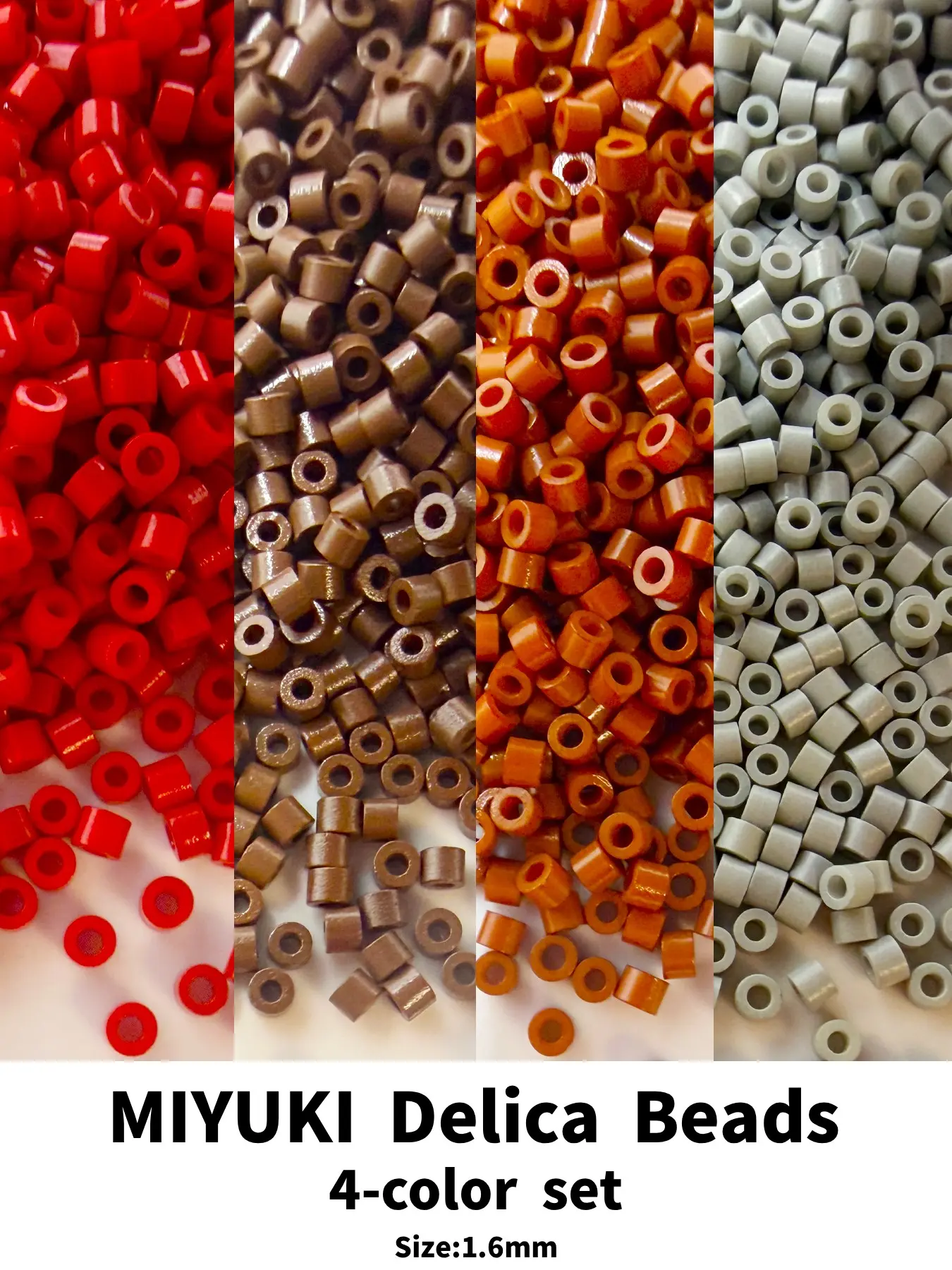 Miyuki Delica Beads Set, 4 Colors Total 3932 Pcs, Size 1.6mm, 20g Per Color, DIY Jewelry Making Materials for Bracelets Necklaces Earrings, Jewelry Making Supplies