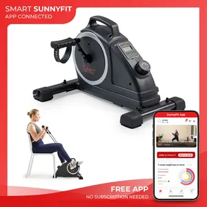 Sunny Health & Fitness Smart 2-in-1 Mini Exercise Bike, Home Gym Workout Fitness, Under Desk Indoor Pedal Cycling, Quiet Compact Portable Cardio Trainer, Arms & Legs, 8 Adjustable Magnetic Resistance, Digital Monitor, Rehabilitation Support
