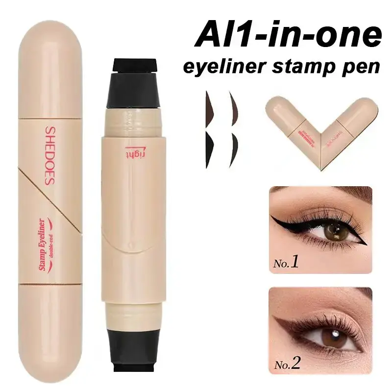Dual-Head Winged Cosmetic Tool - A Waterproof & Smudge Proof Beauty Product with a Long Lasting Candelilla Wax Formula for Precise Cat Eyes & Brows, Makeup For Eyes, Stamp, Beauty Products