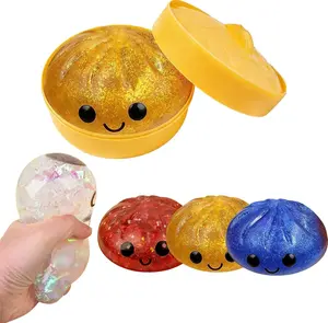 NeeDoh 2026 New Glitter Dumpling Squishy with Steamer Box, Soft Sensory Fidget Steamed Bun Squeeze Tool for Adult Stress & Anxiety Relief,3.15 inches in Diameter Cute Office Desk Decor and Relaxing Accessory