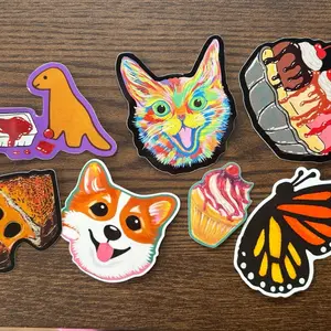 4 RANDOM hand drawn Adhesive Vinyl stickers!!