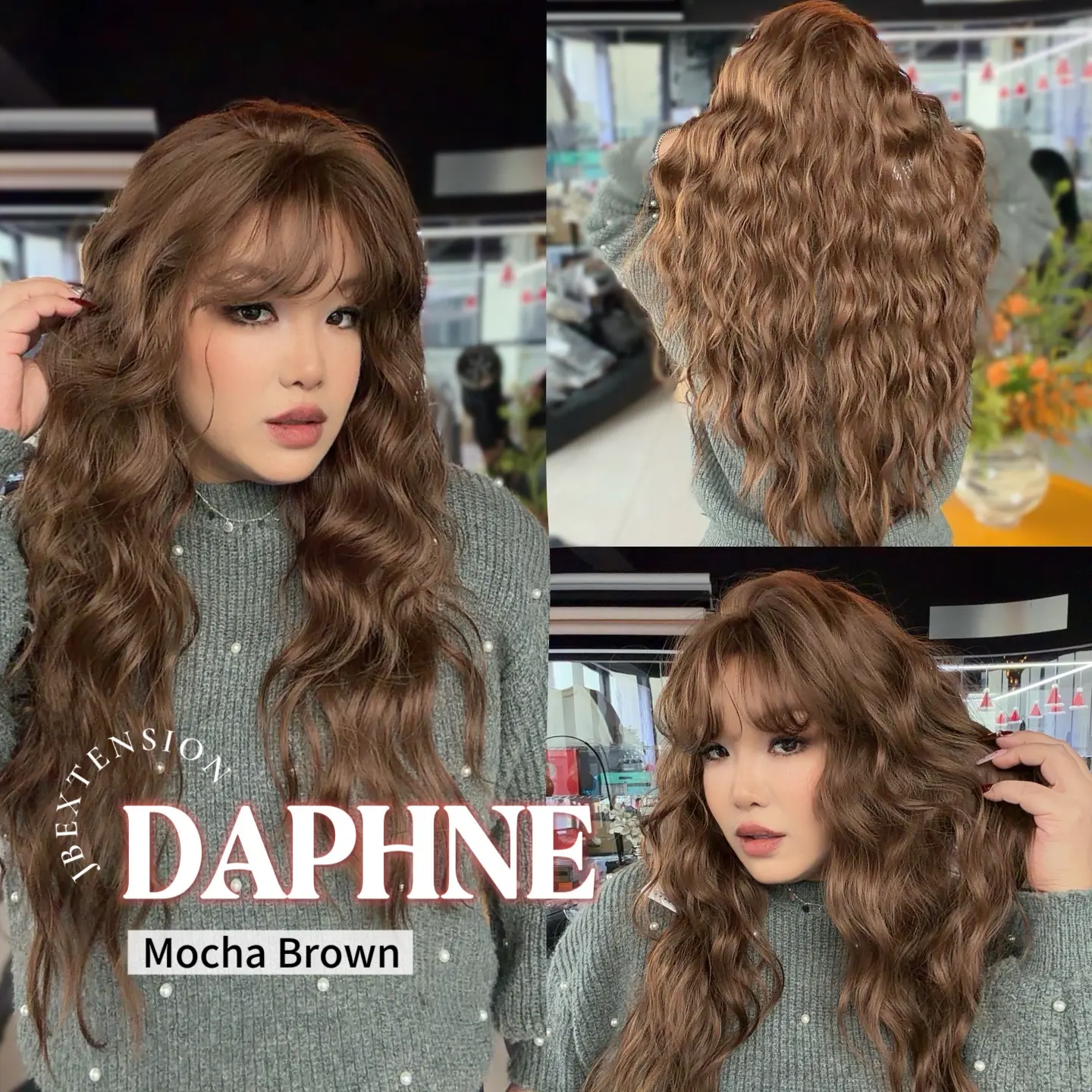 JBEXTENSION 29 Inches Long Body Wave Wig With Bangs DAPHNE