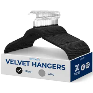 30-Piece Velvet Hangers Non-Slip Space-Saving 360° Swivel Hook