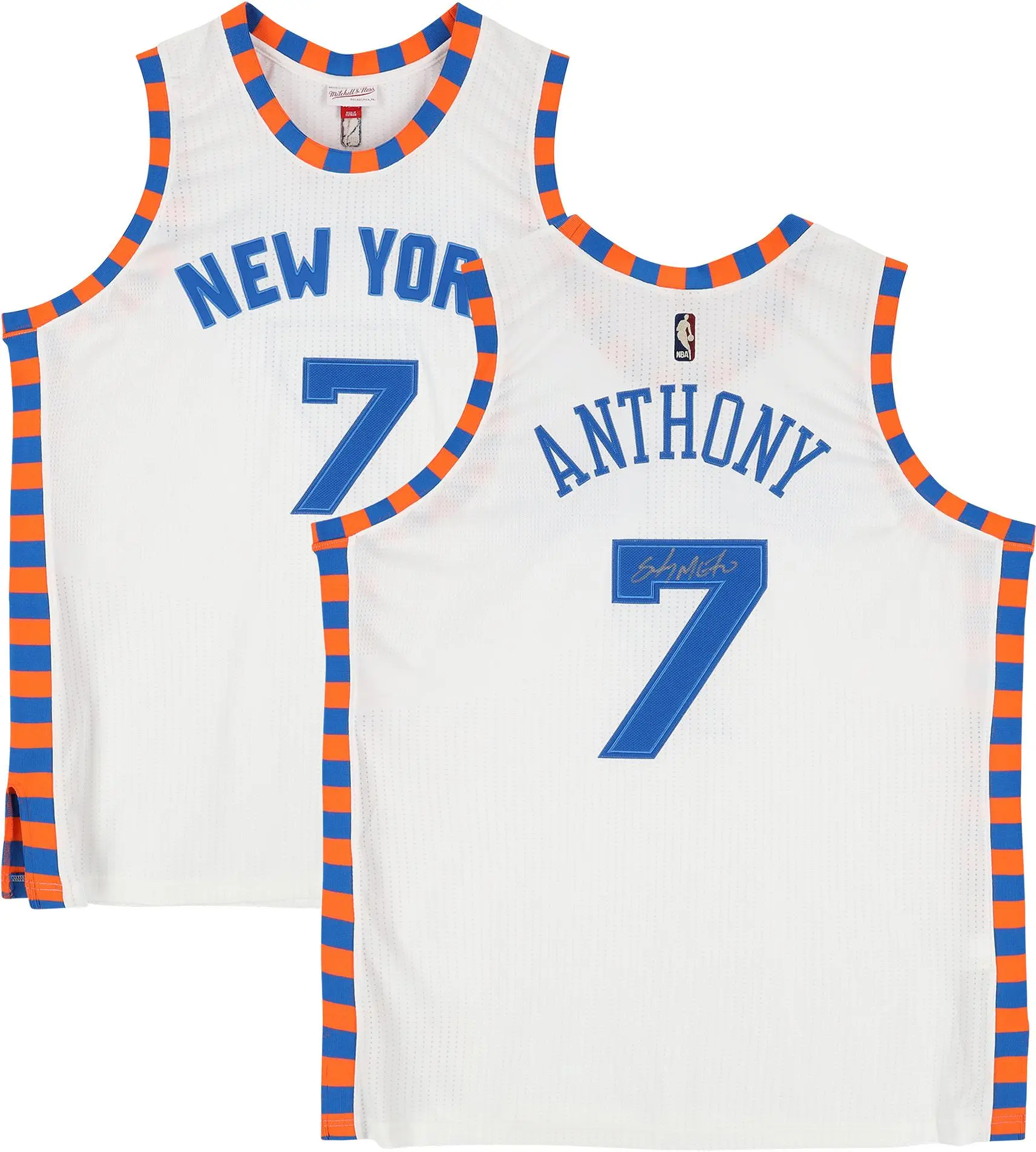 Carmelo Anthony New York Knicks Autographed Mitchell and Ness White 2015 Hardwood Classics Jersey - Fanatics Authentic Certified