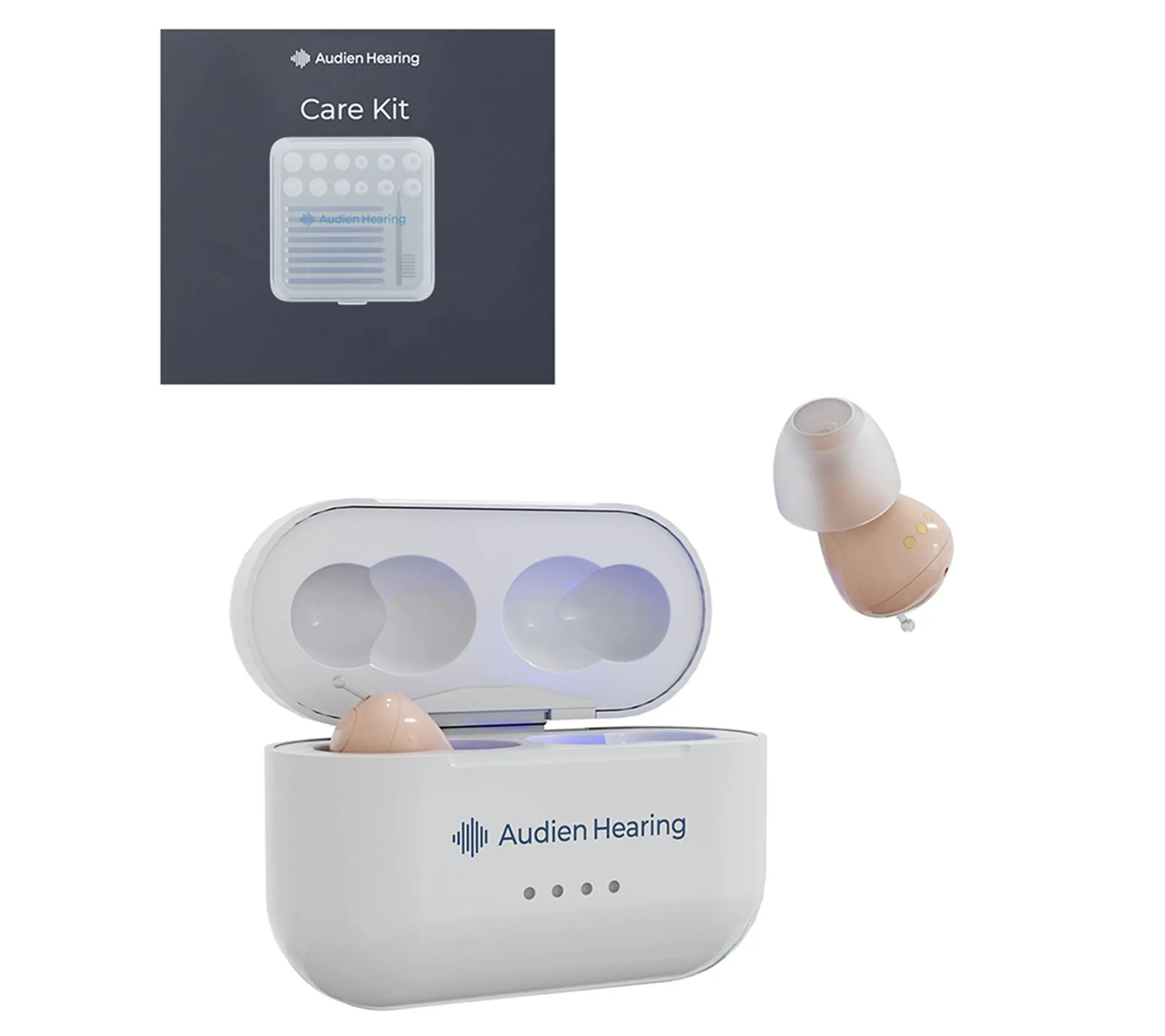 Audien Atom Pro 2 Hearing Aids with Care Kit & Protection Plan