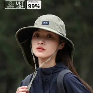 UPF 50+ Sun Hat with Neck Flap, Wide Brim Breathable Quick Dry Fishing Safari Hat, Adjustable UV Protection Summer Hat for Men, Women, Beach, Hiking and Outdoor Use