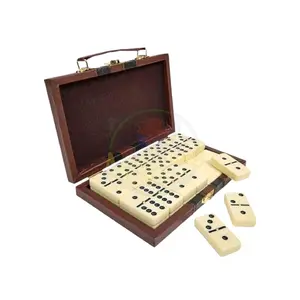 Jumbo Double Six Dominoes Set - 28 White Classic Tiles in Faux Leather Case - Fun Educational Toy for Kids, Boys, Girls, Classroom Kit, Classic Game Night Party Favors Set, Travel-Friendly