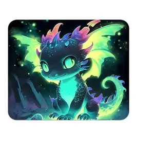 extended Premium Luminous Dragon Mouse Pad - Non-slip Silicone Desk Mat with Water-resistant Surface, Features Vibrant Neon Dragon & Cosmic Design That Glows Under Blacklight, Ideal Desktop Mouse Pad for Laptops and Desktops at&Office Size 20X24cm