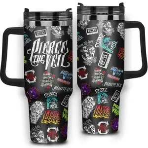 Pierce The Veil Music Custom 40oz Tumbler With Handle, Music Tour Tumbler