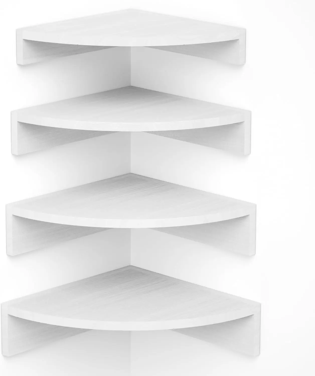 White Corner Shelf Wall Mount, Set of 4 Floating Shelves for Storage and Display, Large Wooden Shelves for Bedroom, Living Room, Bathroom, Entryway, Garage