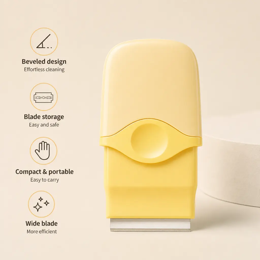 Portable Mini Cleaning Scraper - 1 Count, Hidden Blade Storage, Widened Slanted Head, Compact Handheld Home Improvement Tool for Adhesive Residue & Label Cleaning, Tools and Gadgets, Mini Useful Gifts, Smart Gadgets