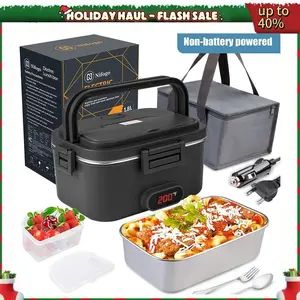 Nifogo 2.5L/1.8L Electric Food Warmer Lunch Box Portable 110V/12V/24V Car/Home Compatible Leak-Proof with Tableware & Lunch Bag for Office/Travel