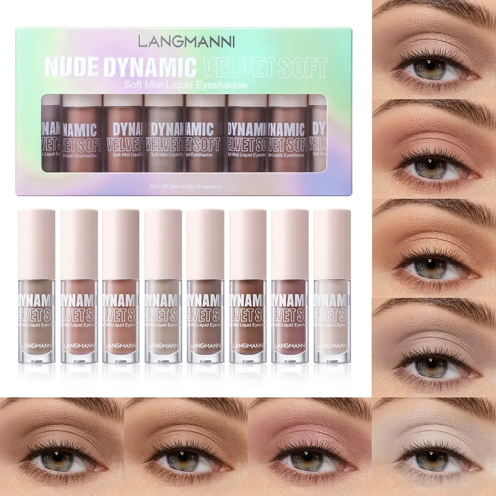 8-piece soft mist eye shadow set, no smudging, no fading, long-lasting, lightweight, smooth, easy to apply, natural makeup effect, Cosmetic Eyeshadow, Eyeshadow Palettes, Liquid Shadow, Eye Makeup Products