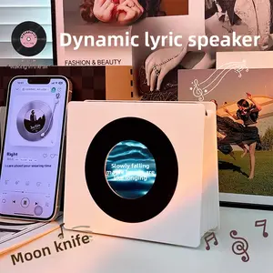 Lyrics display creative floating Bluetooth speaker, small record player speaker, high sound quality, birthday gift for boys and girls,supports white noise and TF
