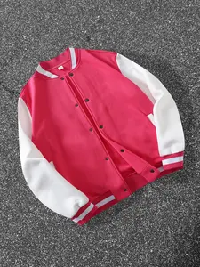 Trendy Contrast Baseball Jacket, Vintage American Style College Wind Outerwear, Street Fashion Patchwork Coat