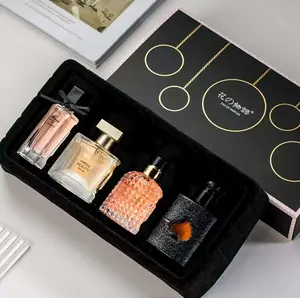 The Language of Flowers Perfume Set | 30mL*1+25mL*3 | Black Opium Fragrance Four-piece Set | with Pink Pepper & Orange Blossom and Pear &Coffee,Jasmine | women's perfume |  long lasting perfume | Scented Fragrance Set | perfect birthday gift