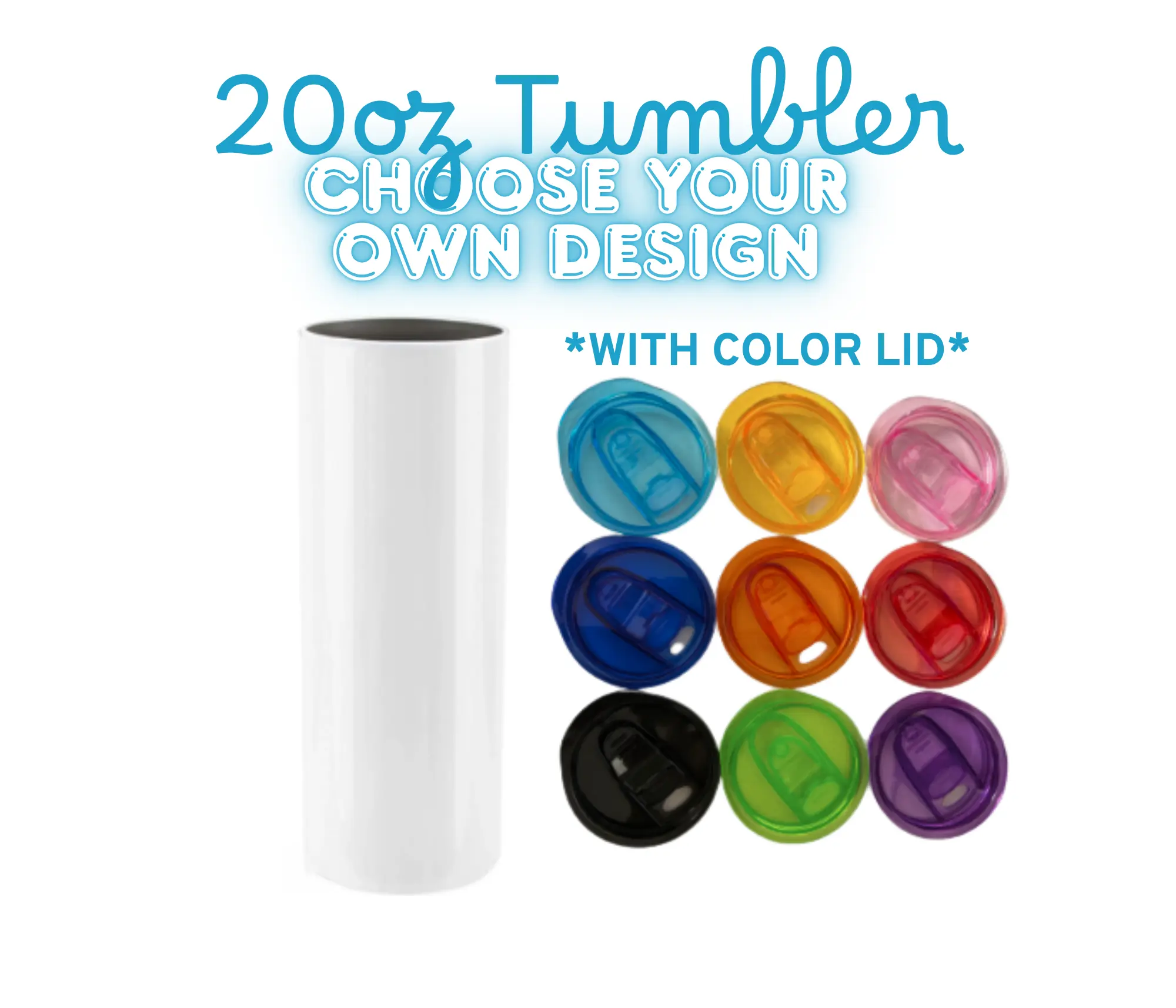 Choose Your Own Design & Color Lid 20oz Stainless Steel Tumbler with Reusable Metal Straw Portable Washable Cup Mug